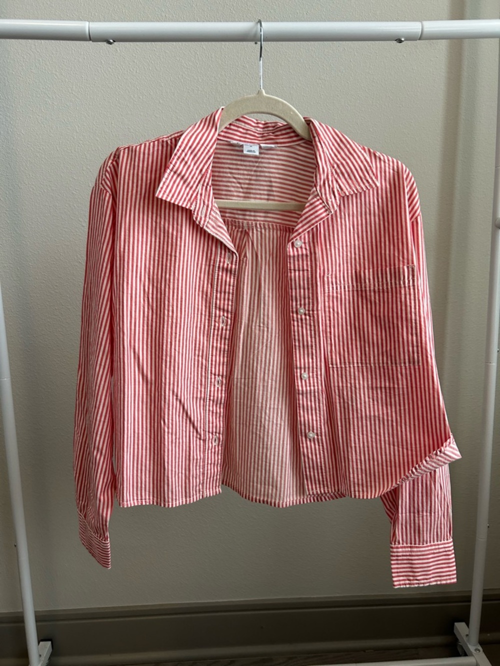 Old Navy Red and White Striped Button Down Shirt